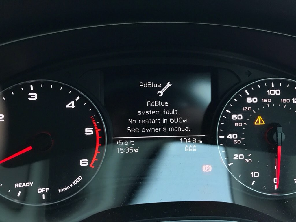 AdBlue грешка на таблото на дизелов автомобил